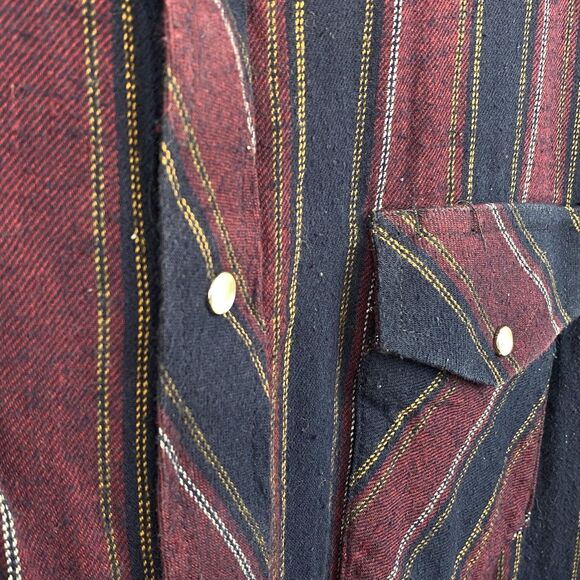 Wrangler Western Shirt Mens 2XL Blue Purple Striped Pearl Snap Cowboy Rodeo - Picture 3 of 11
